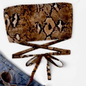 Snakeskin Print Cropped Tube Top